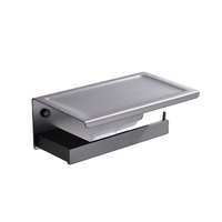 Porte-papier hygiénique mural gris pour pistolet Porte-papier de salle de bain Porte-rouleau de papier hygiénique en acier inoxydable