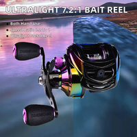 Carrete de Pesca Ultraligero 7.2:1 4BB para Pesca de Arrastre en Ríos y Agua Salada, Mano Derecha, Construcción Metálica, Sistema de Dos Velocidades