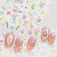 Autocollants 5D en gel souple INS Real Relief pour nail art, motif cœur d'automne, fleur, pierre précieuse, imperméables, non toxiques, pour manucure DIY