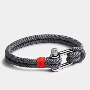 Pulsera Náutica Hecha a Mano con Cuerda, Brazalete Moderno para Hombre con Grillete en Forma de U de Acero Inoxidable, Joyería Náutica para Regalo - Product Image 2