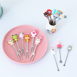 Wholesale High Quality Animal dinosaur Bento Food Picks Stainless Steel Fruit Forks for Kids Low Price