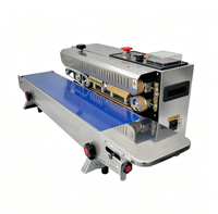 Scelleuse à bande continue électrique automatique pour sachets, machine de thermoscellage pour sacs en plastique/feuilles d'aluminium avec codage de date de péremption et comptage
