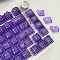 Clavier mécanique personnalisé avec touches transparentes dégradées violet glamour en sublimation + matériau PC, 136 touches, hauteur originale