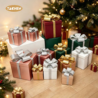 Boîte cadeau de Noël de luxe personnalisée YACHEN avec nœud pailleté, emballage cadeau en papier OEM pour les fêtes de Noël, décoration de marque pour événements