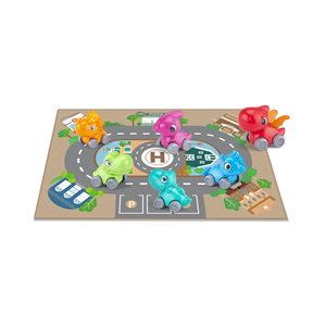 Jouets de voiture de dinosaure avec sac de rangement pour tapis de jeu, mini camions à tirer pour tout-petits bébés garçons filles <span class=keywords><strong>1</strong></span> 2 ans cadeau d'anniversaire - Product Image 1