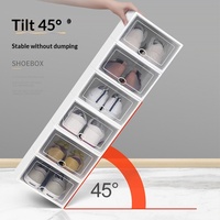 Caja de Zapatos Plegable Extra Grande de Plástico Transparente Reforzado, Tipo Cajón, Moderna y Sencilla, para Sala de Estar