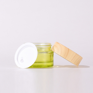 Cao Cấp 15G 30G 50G Màu Xanh Lá Cây Ô Liu Rộng Miệng Thủy Tinh Mỹ Phẩm Jar Mặt Kem Nồi <span class=keywords><strong>Container</strong></span> Với Hạt Tre Nắp Cho Kem Dưỡng Da - Product Image 3
