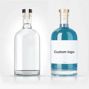 500ml 700ml 750ml Nordic Empty Rum Whisky Vodka Spirit Glass Liquor Bottle with T cork label for Whiskey liquor bottle