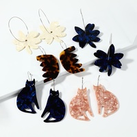 Ensembles de mode pour femmes de haute qualité du fabricant BSCI boucles d'oreilles en acétate chat fleur en dents de scie forme arc cercle fêtes