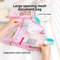 Pochette transparente pour documents, classeur à fermeture éclair pour examens, grande capacité, double couche, pour classification par matières