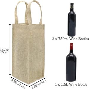 High Quality Eco Friendly Christmas Housewarming <b>Gift</b> PVC clear and Jute Fabric Recycled Tote 1 <b>Bottles</b> Wine <b>Bags</b> for Packaging - Product Image 2