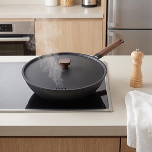 <span class=keywords><strong>Wok</strong></span> de Hierro Fundido de Alta Calidad con Mango de Madera, 30/32 cm, Equipo para Restaurantes y Hoteles, Sartén para Freír - Product Image 4