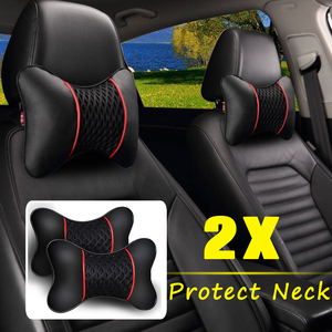 2 Piezas de Almohadas de Cuero PU Tejidas para Auto, Reposacabezas, Cojín de Apoyo para el Cuello, Accesorios para Asiento de Auto, Almohada de Seguridad Negra Universal, Decoración - Product Image 5