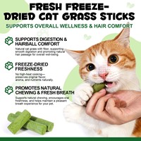 Oimmal favorise la santé digestive Bâtonnets de herbe à chat lyophilisés Encourage la mastication Aide au contrôle des boules de poils Bâtonnets de herbe à chat frais