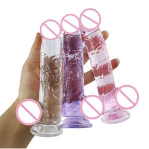 Großhandel Anpassbare Flexible Weiche Transparente Kristall-Dildos Massagegerät Sexspielzeug Realistischer Saugnapf-Basis aus TPE - Product Image 4