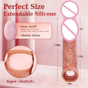 Télécommande d'application, gode télescopique réaliste, préservatif - Manchon de pénis en silicone de grande taille, chauffant, ventouse, sextoy pour femmes, en vrac - Product Image 5