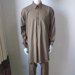 Novo Design Robe Cor Sólida Dos Homens Líbios Conjunto com Calças Roupas Islâmicas Robe Conjunto De Duas Peças Roupas Muçulmanas
