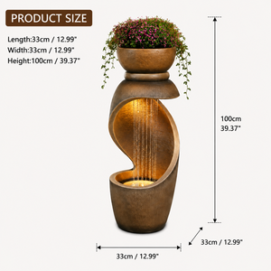 Fuente de Agua con Luz LED en Espiral, Macetero de Resina para Exteriores, Moderno, Resistente a la Intemperie, Fácil de Instalar, para Jardín o Patio - Product Image 6
