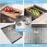 Évier de cuisine professionnel de 24 pouces avec planche à découper, évier de cuisine commercial OEM ODM avec accessoires de poste de travail