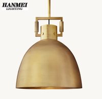 Lustre LED en laiton/acier, style américain, minimaliste, rétro, haut de gamme, hauteur réglable, luminaire de restaurant, 3 ans