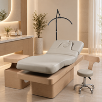 Table de soin esthétique à 4 moteurs avec design imitation bois pour spa médical et esthétique, lit de traitement pour esthéticienne, lit d'épilation pour esthéticienne