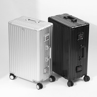 Valise en aluminium de la série originale 20/24/26/29 pouces avec poignée à ressort, valise à roulettes à roulettes pivotantes pour bagages à main
