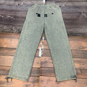 Vente en gros de pantalon de survêtement en coton éponge délavé à l'acide pour femmes broderie unie pantalon de jogging décontracté et lourd pour femmes - Product Image 5