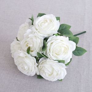 <span class=keywords><strong>Bouquet</strong></span> de fleurs artificielles en soie de haute qualité 7 têtes, rose avec tiges, pour la décoration de la maison et des mariages - Product Image 1