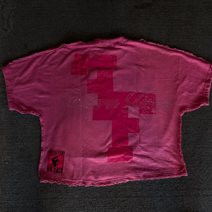 T-Shirt da Uomo con Stampa Personalizzata, Ricamo, Applicazioni, Maniche Corte, Strass, Stile Boxy Crop, Patchwork, Effetto Consumato e Cuciture Invertite - Product Image 4