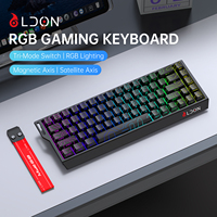 Clavier de jeu mécanique LDON 68 touches USB filaire et sans fil avec rétroéclairage RVB, hot-swap, haute vitesse, précision de 0,01 mm pour PC