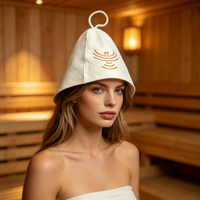 Chapeau de sauna en laine avec logo Golden Phoenix, élastique et doux, écologique, réutilisable, protection de la tête contre les dommages causés par la chaleur