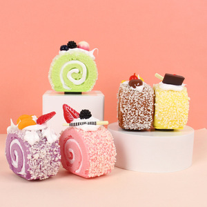 เค้กจำลองเยลลี่โรลพลาสติกน่ารัก สำหรับตกแต่ง ถ่ายภาพในครัว - Product Image 1