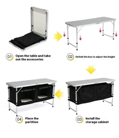 Vente en gros de table rectangulaire pliable en aluminium pour le camping, la randonnée, le pique-nique et la cuisine de restaurant avec sac de rangement