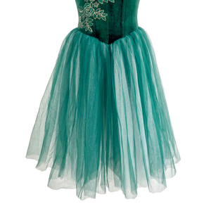 Tutu de ballet romantique en velours vert émeraude, broderie florale, tulle doux, robe longue pour la performance de ballet classique sur scène - Product Image 3