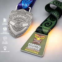 Médaille de football en alliage de zinc personnalisée, or et argent, pour grossistes, souvenir sportif