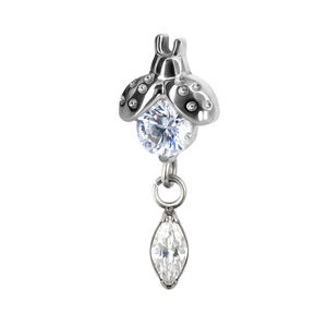 Lotus Wholesale F136 Boucles d'oreilles pendantes en titane avec breloques coccinelle pour cartilage, bijoux fins - Product Image 2
