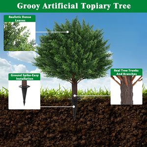 <b>Artificial</b> Cypress Plants With Ground Spike Fake Evergreen Shrubs For <b>Indoor</b> Outdoor Porch Garden Planting - Product Image 5