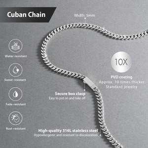 Chaîne de collier en acier inoxydable 8mm 5mm 3mm, non-ternissable, style hip-hop pour femme, chaîne cubaine Miami, plaqué or 14K véritable, chaînes gourmettes Miami - Product Image 4
