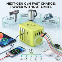 Convertisseur de puissance universel prêt à être expédié au Royaume-Uni, aux États-Unis, en Europe, en Australie, type C 100W, adaptateur de voyage universel GAN pour iPhone, MacBook