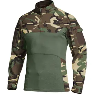 Outdoor hiking clothing camouflage print tactical uniform cotton blend rip-stop training tactical shirt