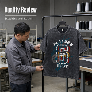 Camisetas de Hombre con Estampado DTG, Lavado Ácido, Corte Holgado, Estilo Streetwear, Elementos Deportivos Personalizados, Algodón Transpirable - Product Image 4