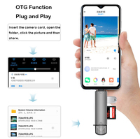 Lector de tarjetas de alta velocidad de transferencia SD TF tipo C a USB A 3,0 y adaptador Micro Memory OTG para computadora portátil