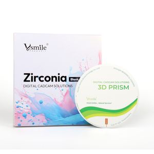 Bloc de disque en zircone multicouche en céramique prismatique 3D de 98 mm pour la fabrication de <span class=keywords><strong>dents</strong></span> antérieures, système ouvert de couronne <span class=keywords><strong>dentaire</strong></span> en zircone Vsmile Dental Lab - Product Image 1