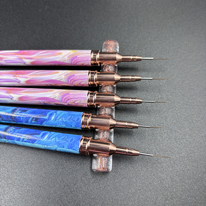 Gold Metal Handle Silicone Dotting Nail Brush Set Kolinsky Nylon Hair UV Gel Liner Painting Tools Custom Logo - Product Image 4