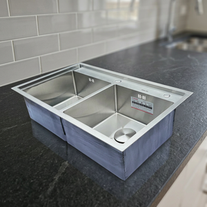 Commercial Grade Double Bowl Stainless Steel <b>Kitchen</b> <b>Sink</b> with Soundproof Pad Easy Clean Handmade Design - Product Image 1