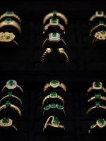 H & F cincin berlian zamrud alami asli kustom Vintage 18k 14k 9k cincin berlian zamrud emas asli grosir