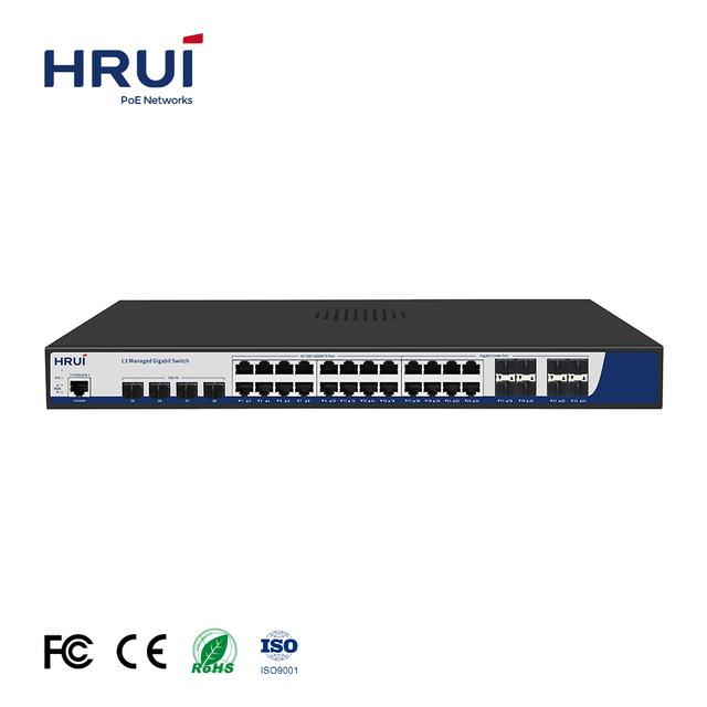 HRUI Ethernet Switch 10 Gigabit Layer 3 Managed Ethernet Switch 24 Ports Witch 4 10G SFP Uplink