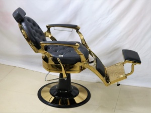 Sillón de Barbería Moderno de Alta Gama con Bomba Hidráulica Reclinable Dorada, Giratorio 360 Grados, para Barbería, con Altura Ajustable - Product Image 4