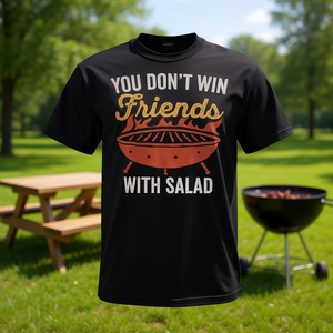 T-shirt de barbecue personnalisable avec le design « Vous ne gagnez pas d'amis avec une salade » pour les promotions - Product Image 2