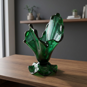 Jarrón de Piso de Vidrio Transparente Verde, Estilo Art Deco Contemporáneo, Recipiente Decorativo para Flores, para Sala de Estar - Product Image 3